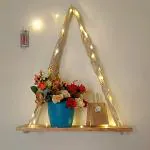 Vah White Macrame Wall Hanging Shelf Wood Floating Shelves With Led Light