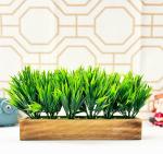 Dekorly Artificial Plants Bunch in Wood Planter, Faux Gardenia Plants for Home Tabletop Balcony Decoration, Bedroom Living Room Housewarming Decoration, Wedding Plants Decoration (Green-B)