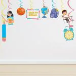 Festiko Back To School Decorations Welcome Back Hanging Swirls For Classroom Decor First Day Of School Party Decoration For Kids Party Supplies Multicolor, 8 Pieces