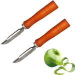 See Inside Wooden Handle and Stainless Steel Vegetable Peeler (Pack of 2) Straight Peeler (Multicolor)