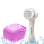 Majestique 2Pcs Set - Face Exfoliator Brush & Gentle Silicone Brush for Deep Cleansing, Perfect for Spa Days, or Home Use - Color May Vary