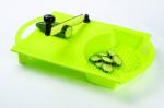 Bright Green Rectangular Plastic Vegetable and Fruit Chopper with Stainless Steel Blade