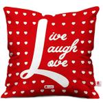 Indigifts Red Live Laugh Love Quote Cushion Cover Valentine Day Gift - 16 x 16 Inch