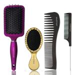 MAJESTIQUE Hair Brush Set, Paddle Detangling Hairbrush, Wide-tooth and tail comb No Bristle, suit for Women Men and Kids Thick/Thin/Curly/Dry Hair Gift kit