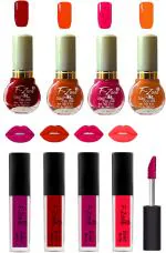 OUR BEAUTY High Quality Nail Polish And Kiss Proof Matte Liquid Lipstick Set 362 (Set Of 8)