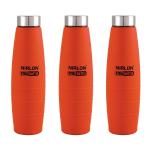 Nirlon Orange Stainless Steel Water Bottle 1 L (Set of 3)