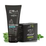 Globus Naturals Charcoal Men Face Wash & Facial Kit Combo, Anti Pollution Formula, For Normal to Oily Skin