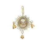 KridayKraft Metal Wall Hanging Lord Sun with Bells Suraj Idol Surya Sculpture Murti Statue Vastu Decorative Showpiece for Living Room Bedroom Wall Décor Rishing Sun Face with Bells Wall Art