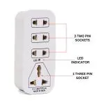 KL-TECH 3 + 1 Multiplug with LED Indicator, 4 Universal sockets (Beige_Pack of 1)