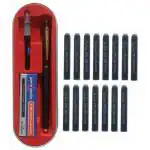 Pierre Cardin Kriss Japan Black Fountain Pen with 5 Sets of Ink Cartridge Blue