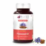Bliss Welness Organic Flaxseed Oil 2000mg | Extra Virgin Cold Pressed Omega 3 6 9 Oil | Hair Skin Heart Brain Eye Skin Joint Immune Health Supplement - 60 Softgel Capsules