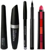 Hot Beauty Beauty Kajal & Eyebrow Pencil, Eyeliner, Mascara & Fab 5in1 Red Edition Lipstick (5 Items in the set)