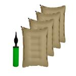 SHIVAM CART Soft Cotton Travelling Air Pillow with Pump, Compact and Lightweight Pillow, Easy to Carry, Neck Support headrest Pillow During Travelling in Bus, Train,Flight. (Pack of 4) Brown