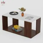 DFC Carrera Engineered Wood Coffee Center Sofa Tea/Teapoy Console Table with Storage for Living Room Home Hall (White and Oak)
