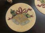 Master Piece Crafts Single Piece Gold Bell Christmas Beaded Placemats, Handmade Beaded Charger Plates, Centre Piece, Christmas Table Decoration, Housewarming Gift, Size 14