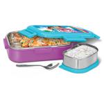 MILTON Flatmate Barbie Inner Stainless Steel Tiffin Box, 700 ml, with Inner Stainless Steel Container, 200 ml and Spoon, Purple | Food Grade | School Lunch Box | Picnic