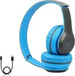 G2L LOW PRICE P47 Wireless Portable Gaming Headphone Microphone Stereo Card Support Bluetooth Headset (Blue, On the Ear)