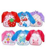 Domenico Full Sleeves Waterproof Printed Apron Wearable Bib Pack Of 6( Designs May Vary)