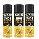 GECKO Shoe Odour Spray | Odour Remover Spray | Shoe Deodorizer and Foot Spray - Shoe Odor Eliminator & Smell Remover for Feet_200 Ml Foam Based Dust & Stain Cleaner Spray for Shoes/Canvas Shoes, Remove Dust/Dirt/Grass Stains/Mud (Pack of 3)