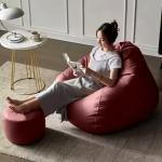 SATTVA Classy.Elegant.Stylish XXXL Leatherette Bean Bag Cover & Footstool Cover Combo 29 inch x 29 inch x 44 inch Maroon