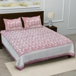 THE HOBBY BOUNTY Double Bed King Size Cotton Sanganeri Multi Color Bedsheet 108 X 108 400 TC