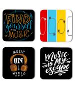 Whats Your Kick Music Lover Find Yourself in The Music Quotes Printed Set of 4 Coaster With Metal Stand