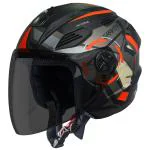 Steelbird SBA-6 7Wings Gravity Open Face ABS ISI Certified Helmet (Large 600 MM, Matt Black Orange with Smoke Visor)