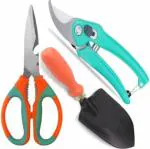 Green India Gardening Tool Sets pack of 3 Pcs ( Hand Small Shovel, Hand Fork with Multipurposes Scissor For garden And Kitchen ) Garden Tool Kit (3 Tools)