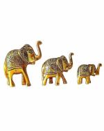 Eleven Art and Craft Elephant Trunk Up Showpiece Decorative Items Figurine for Home Decoration Gold Plated Statue Home/Office Table Living Room Decor (3 - Showpiece)