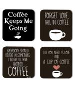 Whats Your Kick Coffee Lover Coffee Keep Me Going Quotes Printed Set of 4 Coaster With Metal Stand