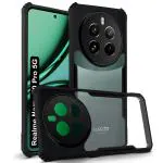 Fashionury Ultra-Hybrid Crystal Clear Back Cover Case for Realme Narzo 70 Pro 5G | Shockproof Design | Total Camera Protection | Transparent Back (PC & TPU) Realme Narzo 70 Pro 5G (Black Bumper)