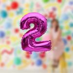 AMFIN 2 Number Foil Balloon (Two) 2 Number Balloons for Birthday 2 Number for Bday Party 2 Number Helium Balloon Pink
