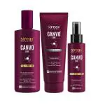 Streax Professional Canvoline Complete Hair Care Combo for Straightening Hair (Streax Canvoline Shampoo 300ml + Conditioner 240ml + Serum 100ml) Pack Of 3 Acti Biotic