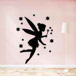 Ashamohar Design Angel Kids Children Room Baby Room Contain Wall Self Adhesive Sticker Black (Pack of 1)