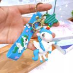 HIGAR Scoofer Polyvinyl Chloride Blue 3D Rainbow Soft Pvc Unicorn Keychains Colorful Horse Keyrings Bag Pendant Wristband Strap