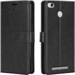 Tingtong Flip Cover Back Case for Mi Redmi 3S Prime | Leather Finish | Inbuilt Stand & Pockets | Wallet Style Flip Back Case Cover for Mi Redmi 3S Prime (Black)