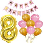 FANEX Eco-friendly Foil Baby Birthday Decorations Happy Birthday Banner, Number Foil, Metallic Balloons