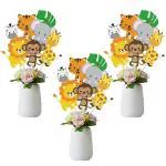 Festiko 24 Pcs Cute Safari Animal Birthday Centerpiece Jungle Animals Cupcakes Jungle Party Safari Centerpiece Safari Decoration Jungle Decoration