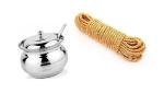 BLUE WONDER Stainless Steel Multipurpose Ghee Pot/Pickle Container with Spoon With 10 Mtr Clothe Rope and (Multicolour, Pack of 2)