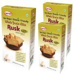 BakYum Whole Grain Atta Rusk 150g each - Healthy Diet Toast, No added Sugar, Source of Fiber - Tasty, Crunchy and Crispy - Best Tea Time Snacks (Elaichi, Pack of 3)