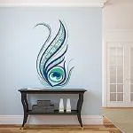 Asmi Collections 90 cm Beautiful Stylish Peacock Feather Removable Sticker (Pack of 1) | Wall Sticker | waterproof wall sticker