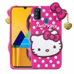 Clickaway Hello Kitty Case for Samsung Galaxy A31 3D Soft Cute Cover for Girls/Women Silicone Rubber Back Cover With Pendant-Baby Pink/Pink