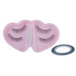 FOK Pack Of 2 Pair Soft Natural Black Thick Long False Eyelashes Makeup Extension Fake Eyelashes With 1 Pc Nail Art Tape