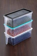 CARTIVA Plastic Storage Containers With Handle, Square Food Storage Container, Stack-able Refrigerator Organizerkitchen Containers With Lids For Fruits Vegetables Meat Egg Pack Of -3 -multicolor