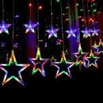 The Purple Tree Multi Color Star Curtain LED Light for Diwali Christmas Wedding - 2.5 Meter (1 Curtain, 138 LED, 6+6 Star) , Diwali Star Light Curtain , Diwali led Lights, Best Gift for Diwali