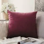 Khooti Decorative Velvet Square Cushion Cover Throw pillow cover for Living Room Couch Diwan single seater Sofa , Modern BOHO Large 16 x 16 Inches / 40.6 x 40.6 cm (Colour - Jam)(Set of 1 piece)