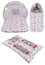 KwitchyNew Born Baby Boy’s & Baby Girl’s Bedding Set Mosquito Net Bed Sleeping Bag and Gaddi Set (0-6 Months)