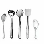 Chefkit Stainless Steel Heavy Gauge Non-Stick 5 Piece Set of Ladle , Skimmer , Solid Spoon and Spatula