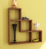 Home Sparkle Brown Engineered Wood L Shaped Wall Shelves 24X21X52 cm