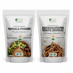 Bliss of Earth Certified Organic Triphala Powder& Organic Ashwagandha Roots whole (Pack of 2X400 gm)